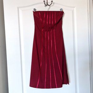 Poleci Ruby Red Strapless Pencil Dress, size 2